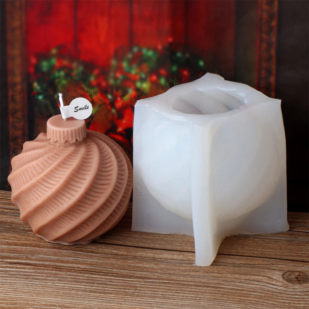 Molde de silicona para velas con forma de bola navideña, esfera geométrica 3D, aromaterapia.