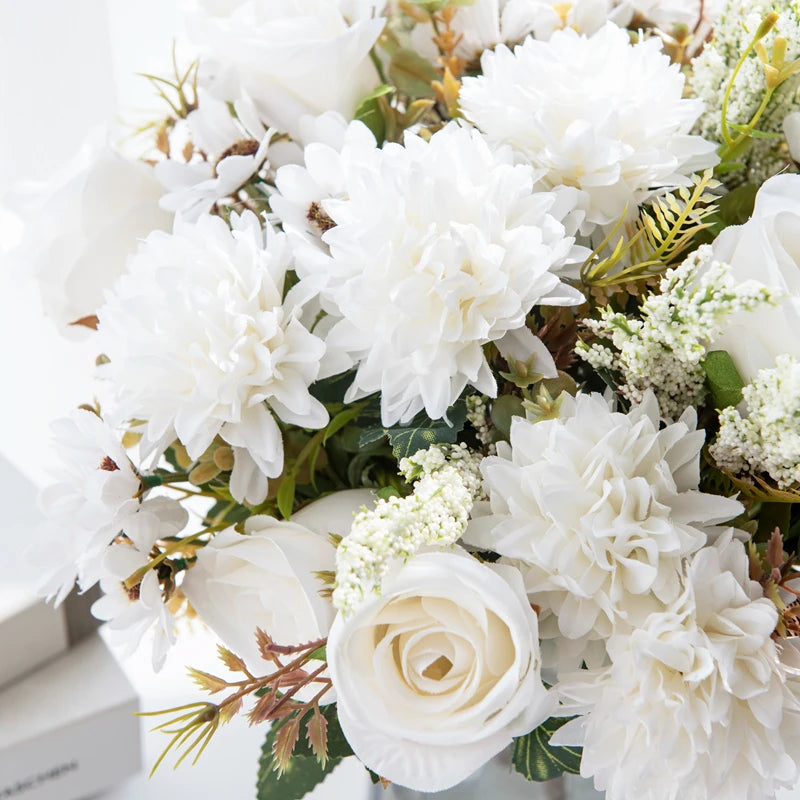 1/4PCS Artificial Flowers Cheap New Year Decorations Wedding Garden Peony Arch Christmas Home Fake Silk Rose Hydrangeas Vase Diy