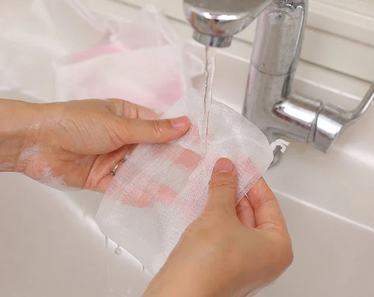 Sacchetto in rete portatile per sapone schiumogeno per bagno/doccia, detergente corpo esfoliante