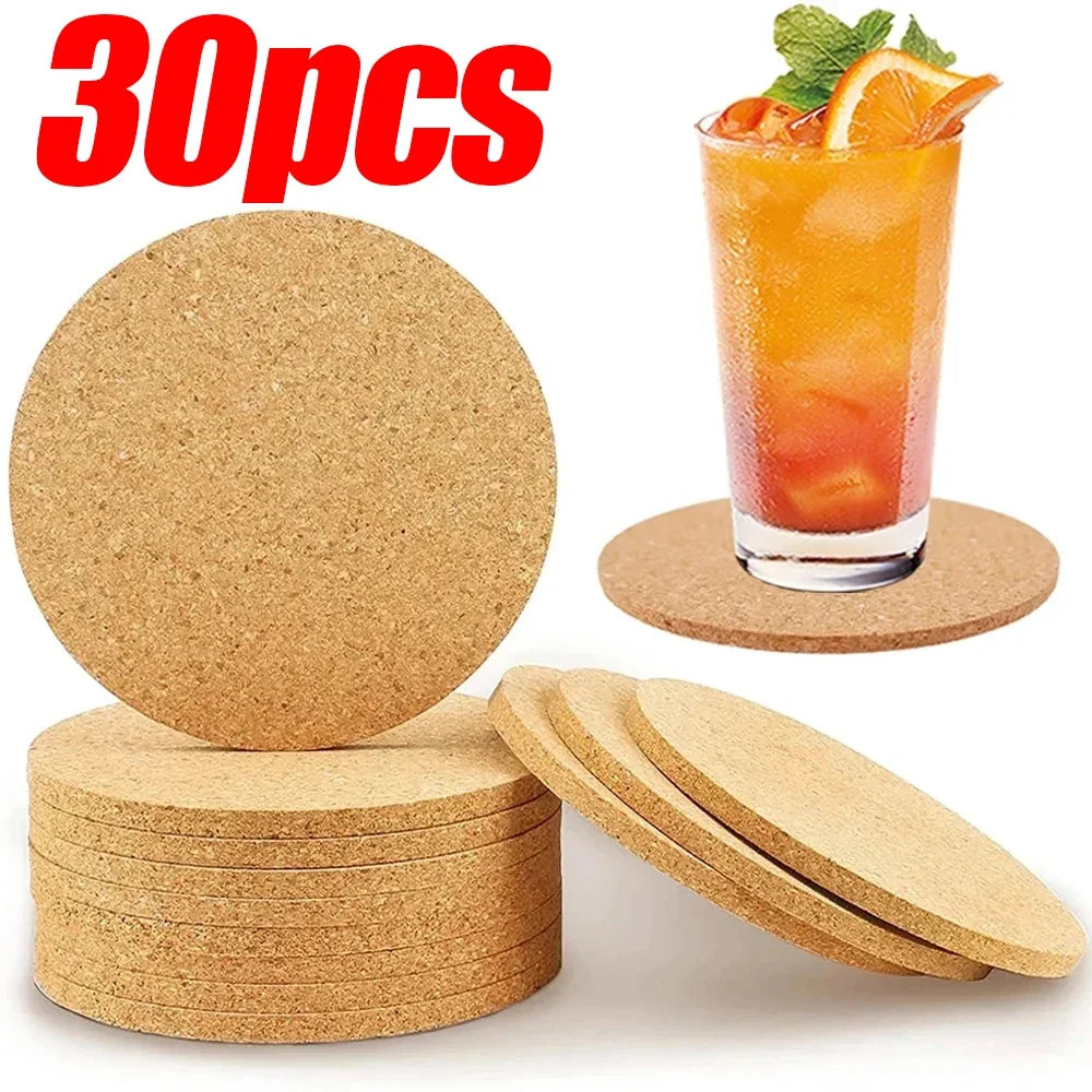 Non-Slip Cork Coaster Natural Round Wooden Cup Mat Pads