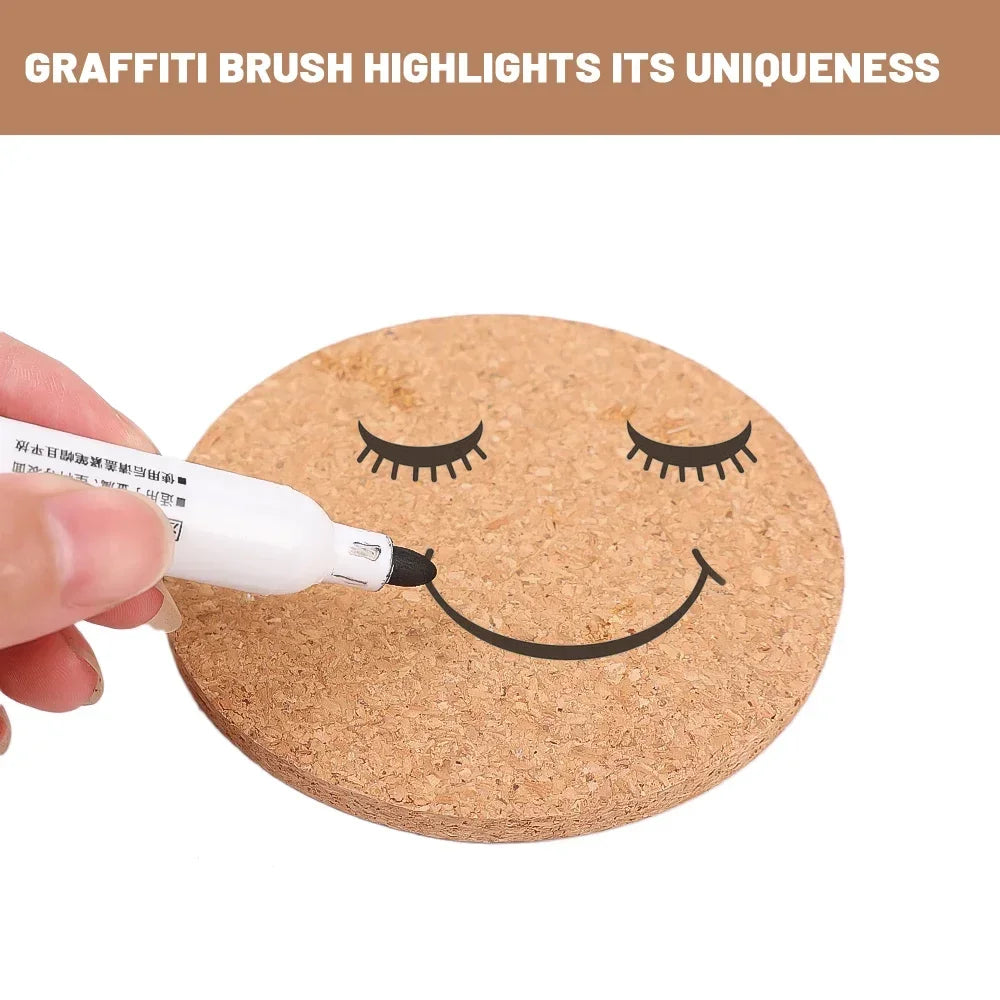 Non-Slip Cork Coaster Natural Round Wooden Cup Mat Pads