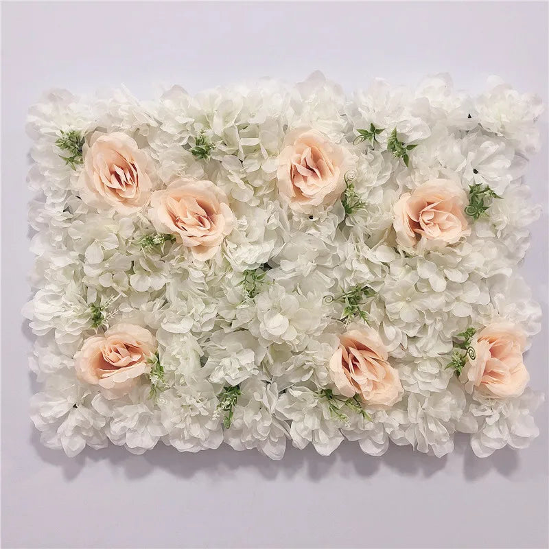 Decoración de fondo de pared con flores artificiales de rosas de seda rosa