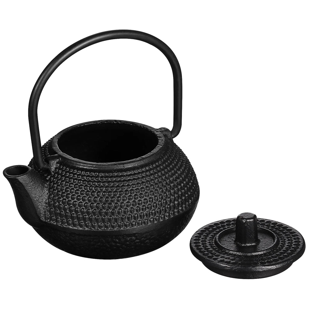 Juego de tetera de hierro fundido suelta, para café, taza pequeña, tetera, estufa, adorno negro, cuello de cisne