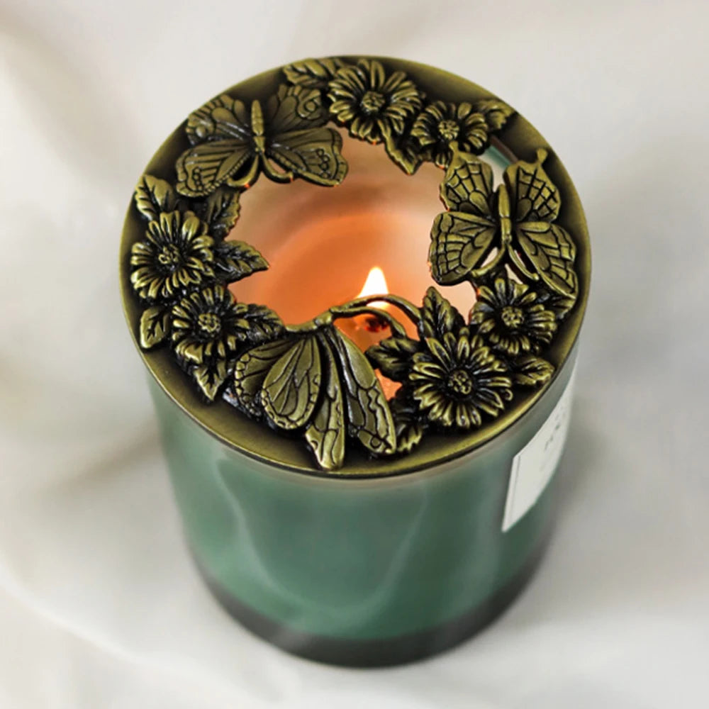 Candle Antique Butterfly Candle Shade Jar Lid Topper Silver/gold/bronze