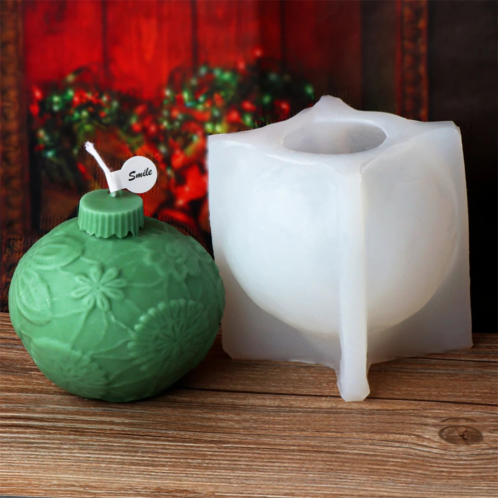 Molde de silicona para velas con forma de bola navideña, esfera geométrica 3D, aromaterapia.