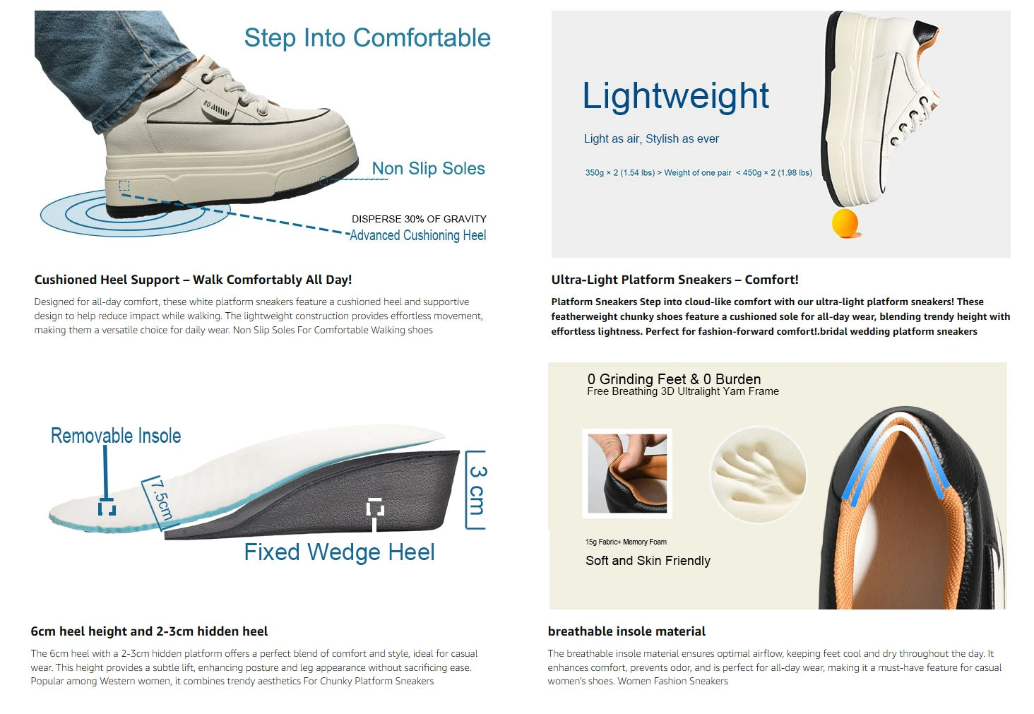 Zapatillas de plataforma Fujin para mujer de piel auténtica