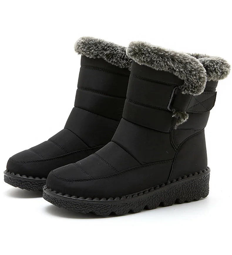 Botas de invierno para mujer, botines de tacón bajo, botas de nieve impermeables para mujer