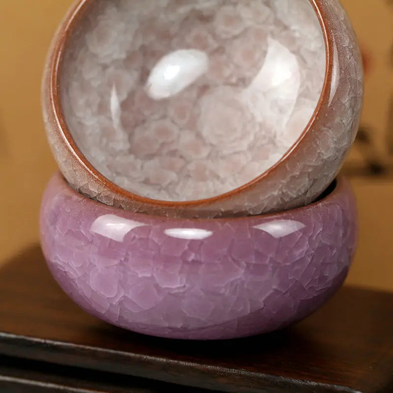 Handmade Ice Crack Ceramic Candlestick Bowl