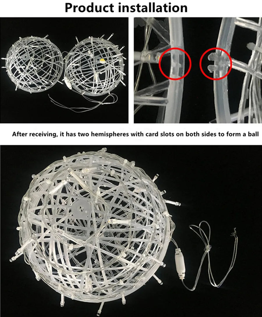 Christmas  Lights LED Rattan Ball String Outdoor 20CM 30CM.