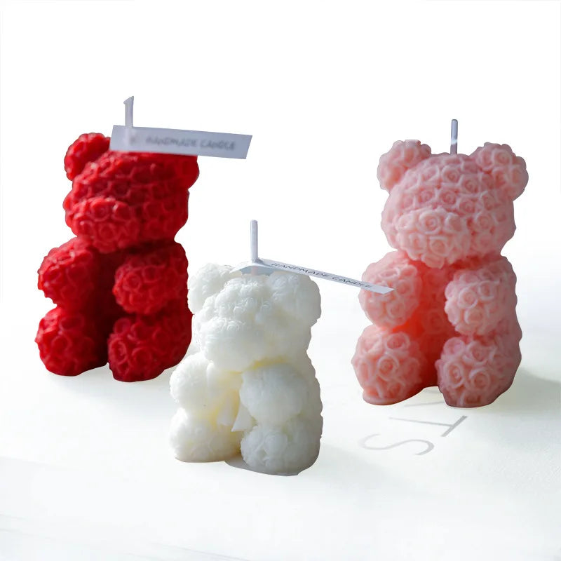 Candle Rose Bear Aromatherapy Lovely Scented.