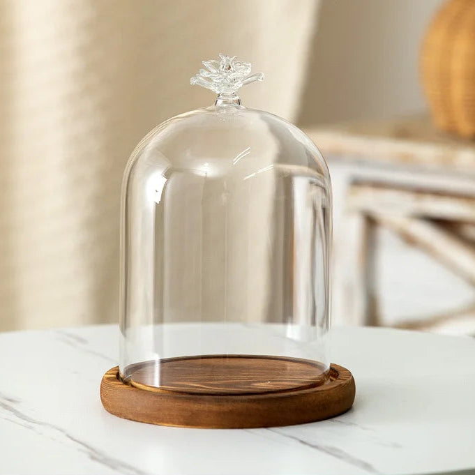 Kerzenhalter Glasdeckel Holzsockel Aromatherapie