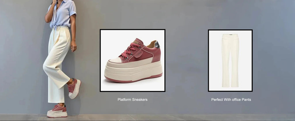 Zapatillas de plataforma Fujin para mujer de piel auténtica