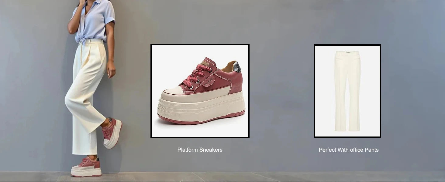 Zapatillas de plataforma Fujin para mujer de piel auténtica