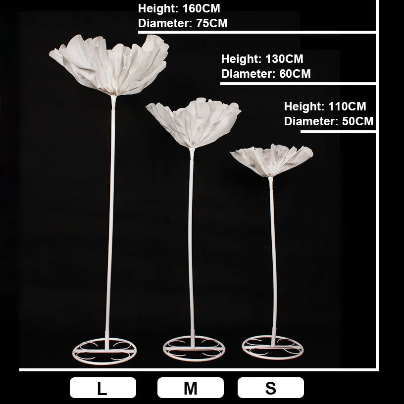 Flores artificiales de espuma de plomo grandes con soporte de 50/60/75 cm
