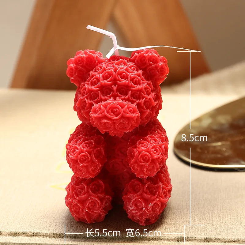 Candle Rose Bear Aromatherapy Lovely Scented.