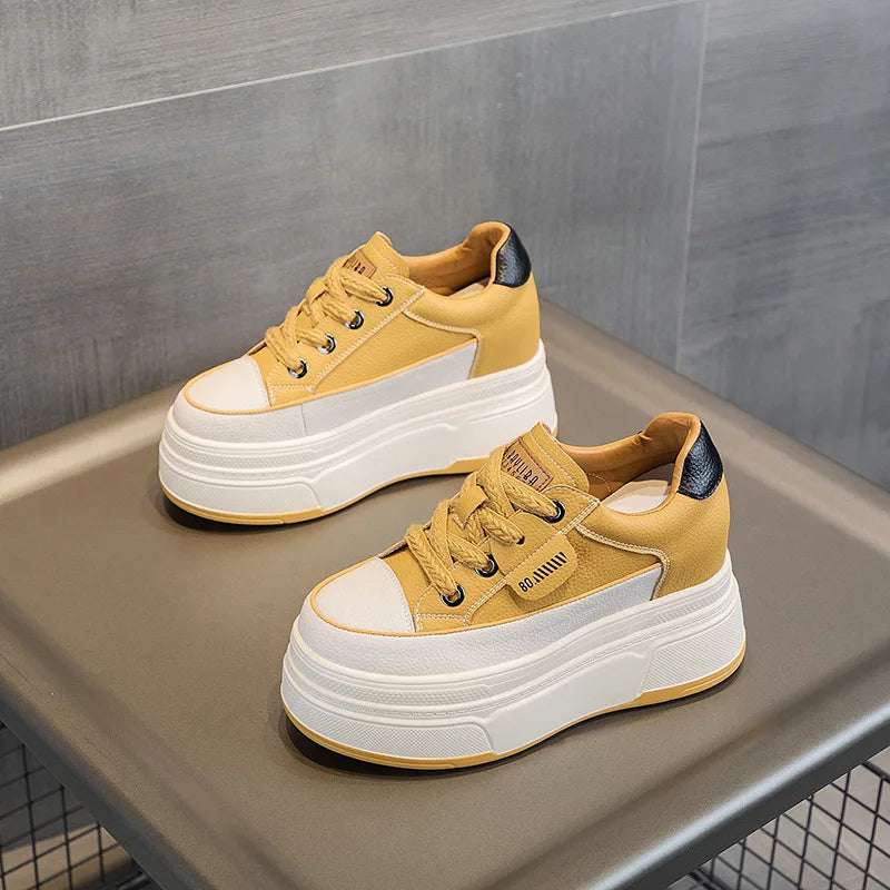 Zapatillas de plataforma Fujin para mujer de piel auténtica