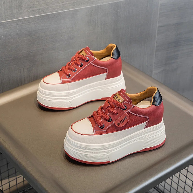 Zapatillas de plataforma Fujin para mujer de piel auténtica