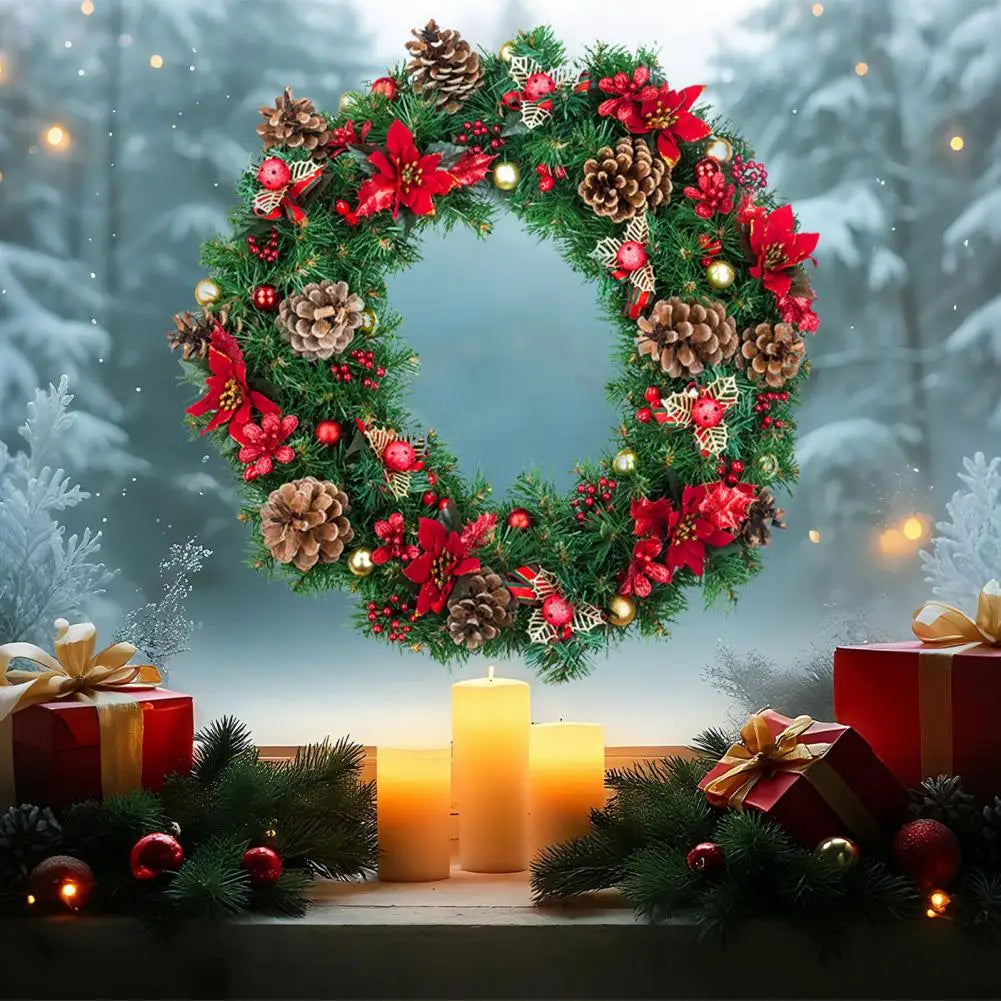 Pegatinas para ventanas navideñas con decoración de corona.