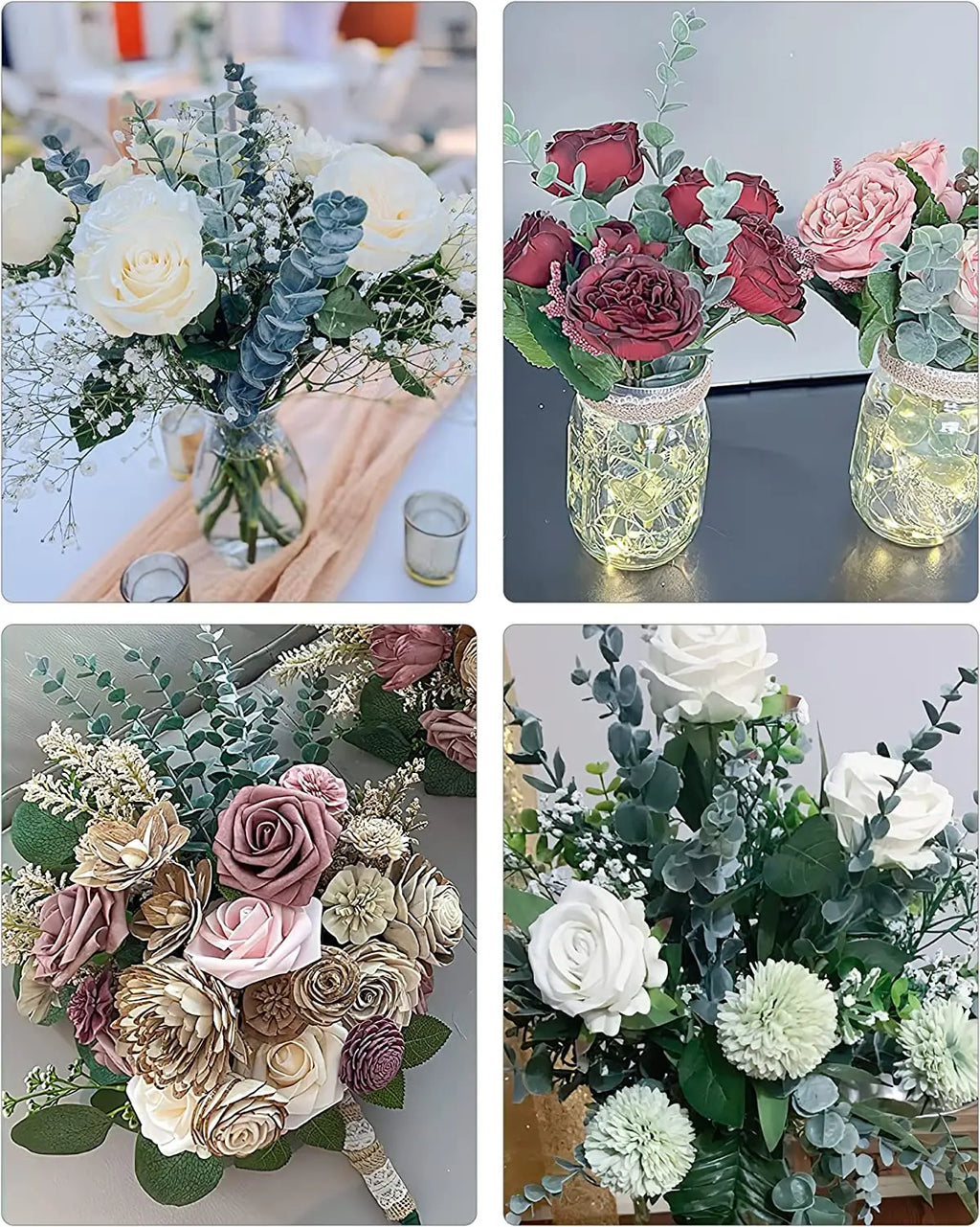 Tallos de eucalipto artificiales, planta falsa de dólar de plata.