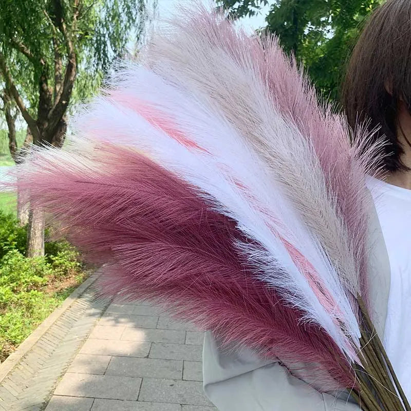 Hierba de la pampa artificial, flores secas de caña, 5 unidades, 100 cm