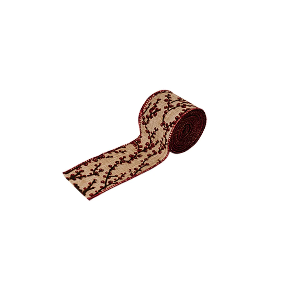 Corona de arpillera con cinta de tela para Navidad, regalo.