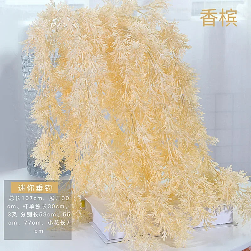 Fiore artificiale di pino, erba di brina, materiale per fiori da matrimonio, 105 cm