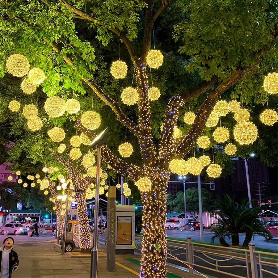 Christmas  Lights LED Rattan Ball String Outdoor 20CM 30CM.