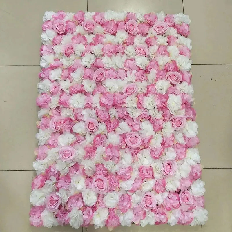 Decoración de fondo de pared con flores artificiales de rosas de seda rosa