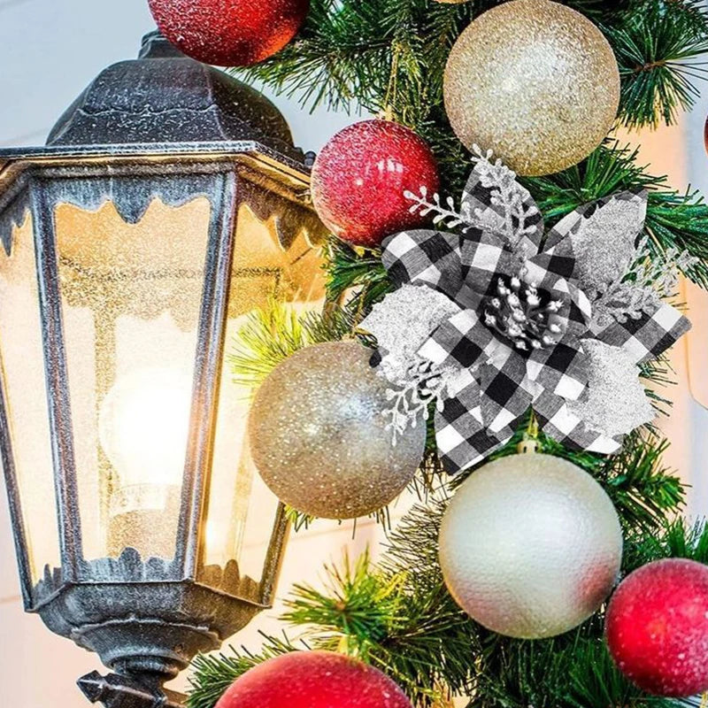 Glitzernde künstliche Weihnachtsblumen, 5 Stück