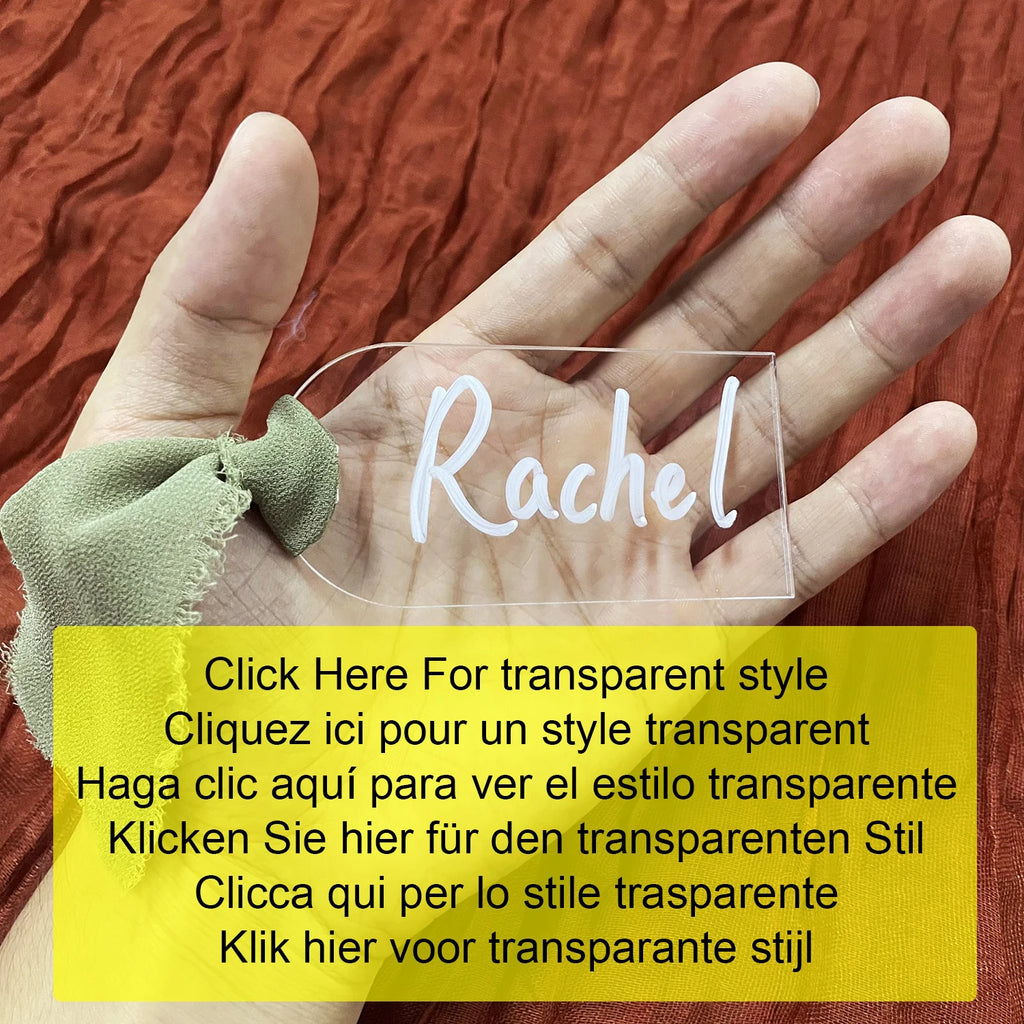 Segnaposto per matrimonio in acrilico, con etichetta in acrilico satinato, arco da 10/20/50 pezzi