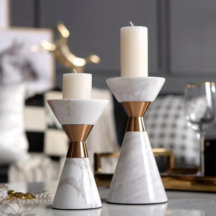 White Natural Marble Candlestick Scandinavian Volakos