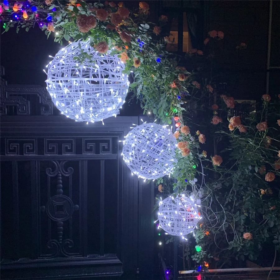 Christmas  Lights LED Rattan Ball String Outdoor 20CM 30CM.