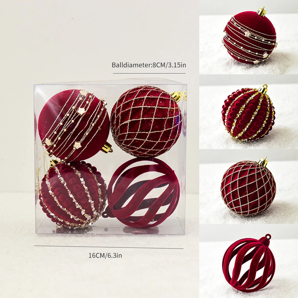 Christmas balls tree ornaments decorations painted balls red.