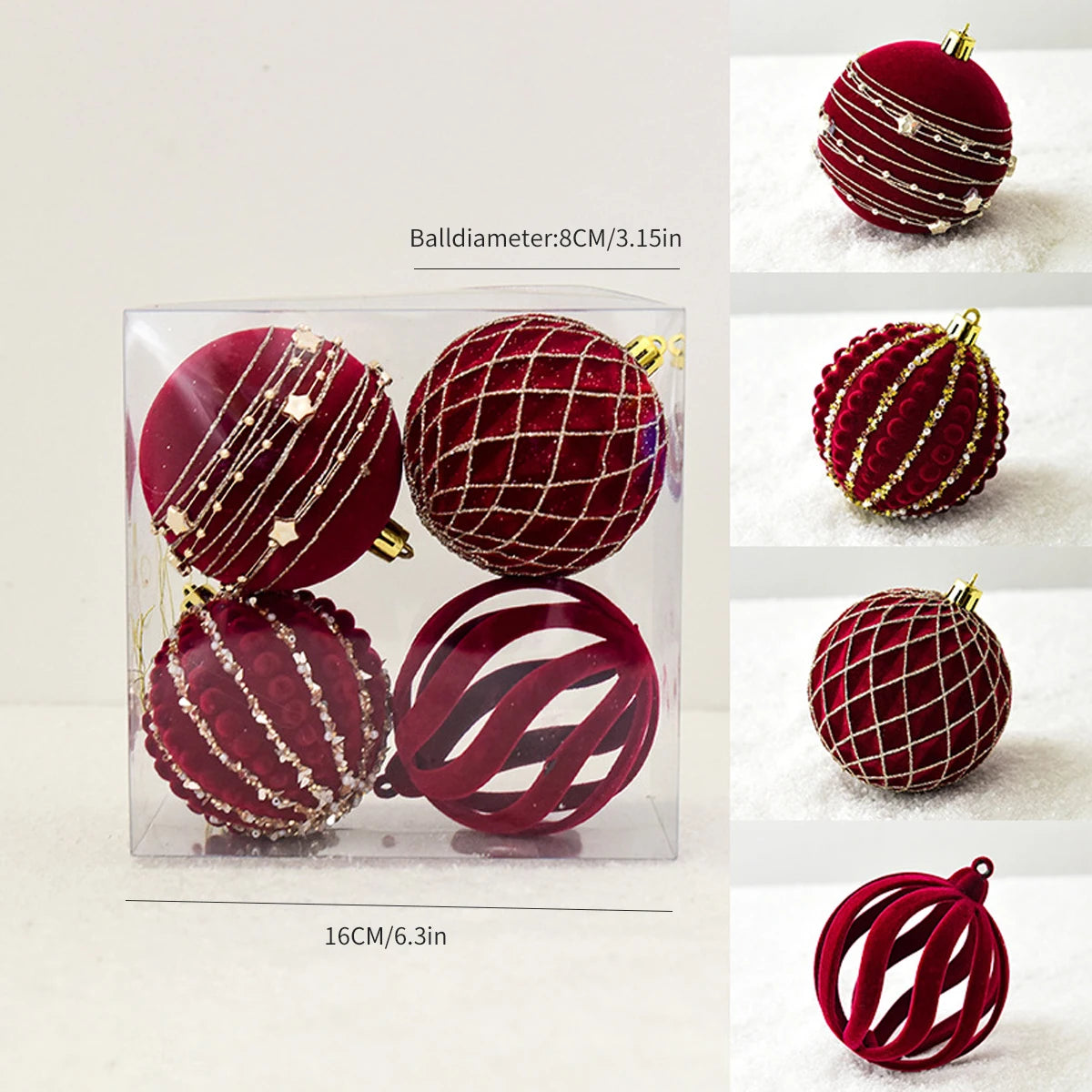 Christmas balls tree ornaments decorations painted balls red.