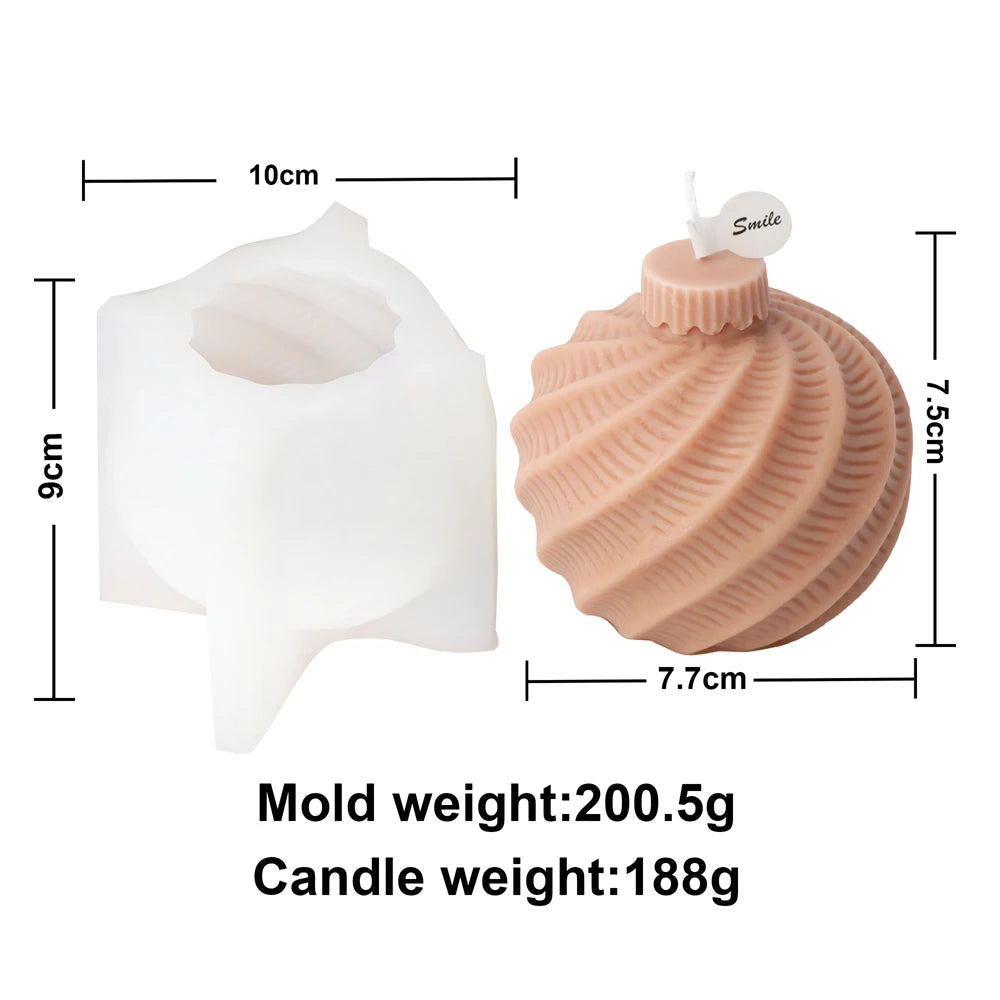 Molde de silicona para velas con forma de bola navideña, esfera geométrica 3D, aromaterapia.