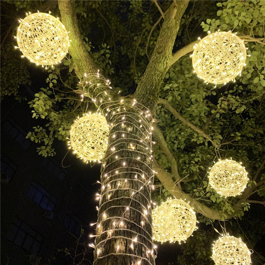 Christmas  Lights LED Rattan Ball String Outdoor 20CM 30CM.