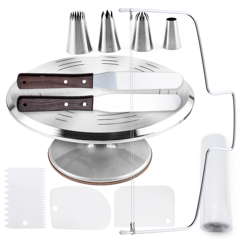 Drehteller aus Edelstahl – ideal für die Kerzenherstellung oder Kuchendekoration.