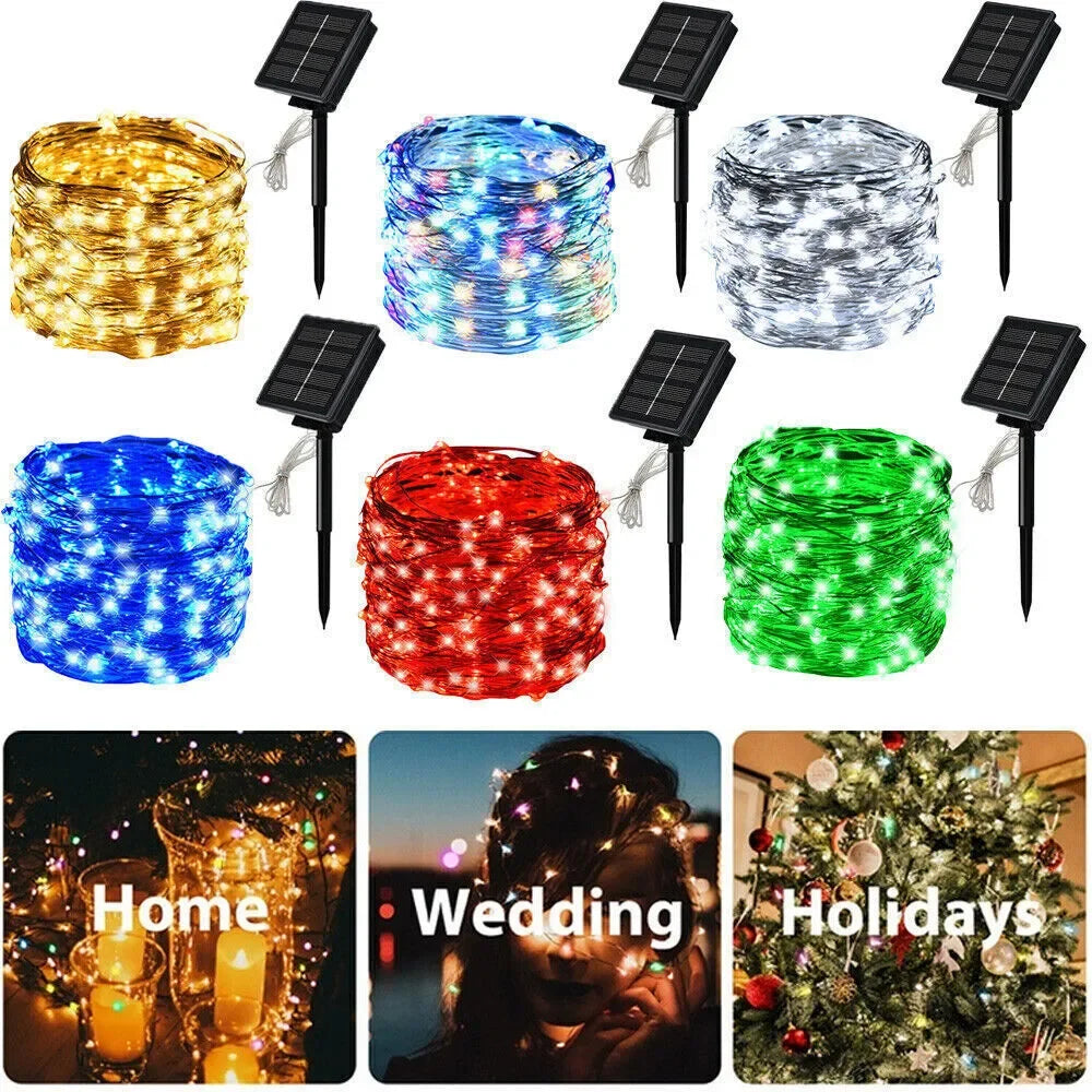 Solar Christmas String Lights 50-300 LED Fairy Garden Outdoor.