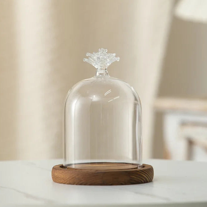 Kerzenhalter Glasdeckel Holzsockel Aromatherapie