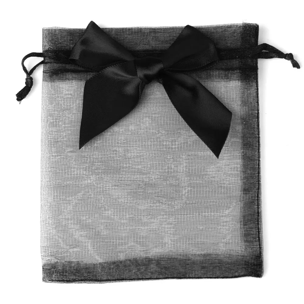 Sacchetto regalo in organza con coulisse e fiocco.