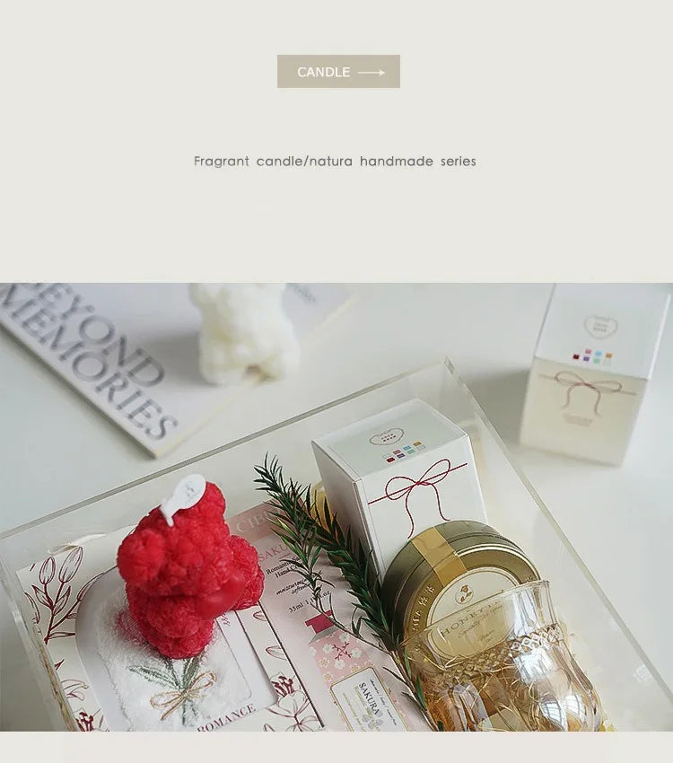 Vela de oso romántica y linda de cera de soja, aromaterapia, pequeña y perfumada