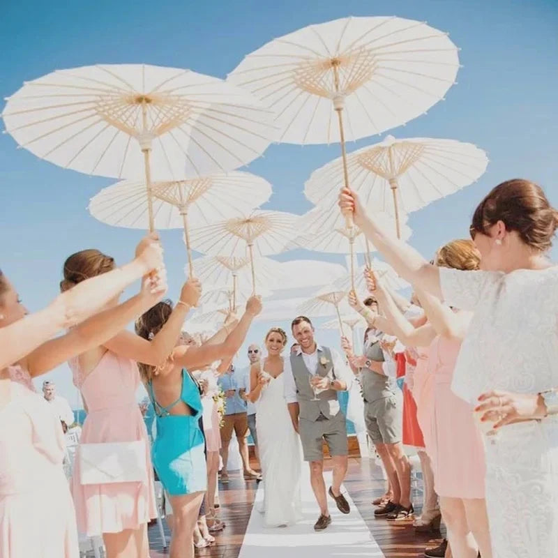 Paper Umbrella - 30-50PCS 80cm White Parasol for Wedding Decor.