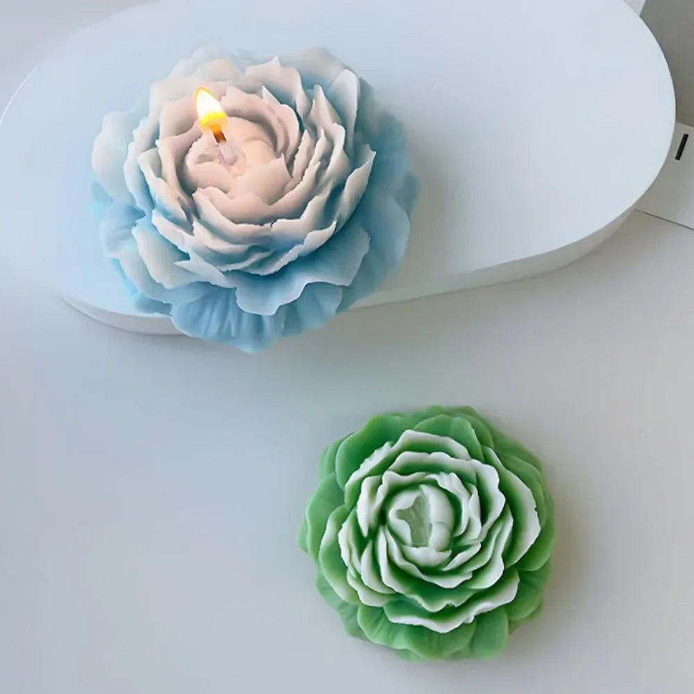 Molde de silicona para vela de peonía 3D.