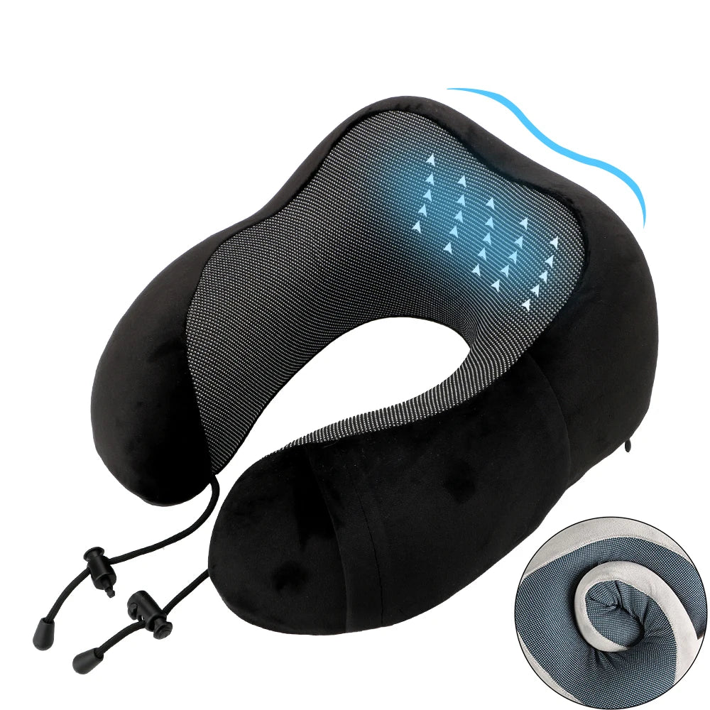 Cuscino da viaggio morbido a forma di U in memory foam per il collo