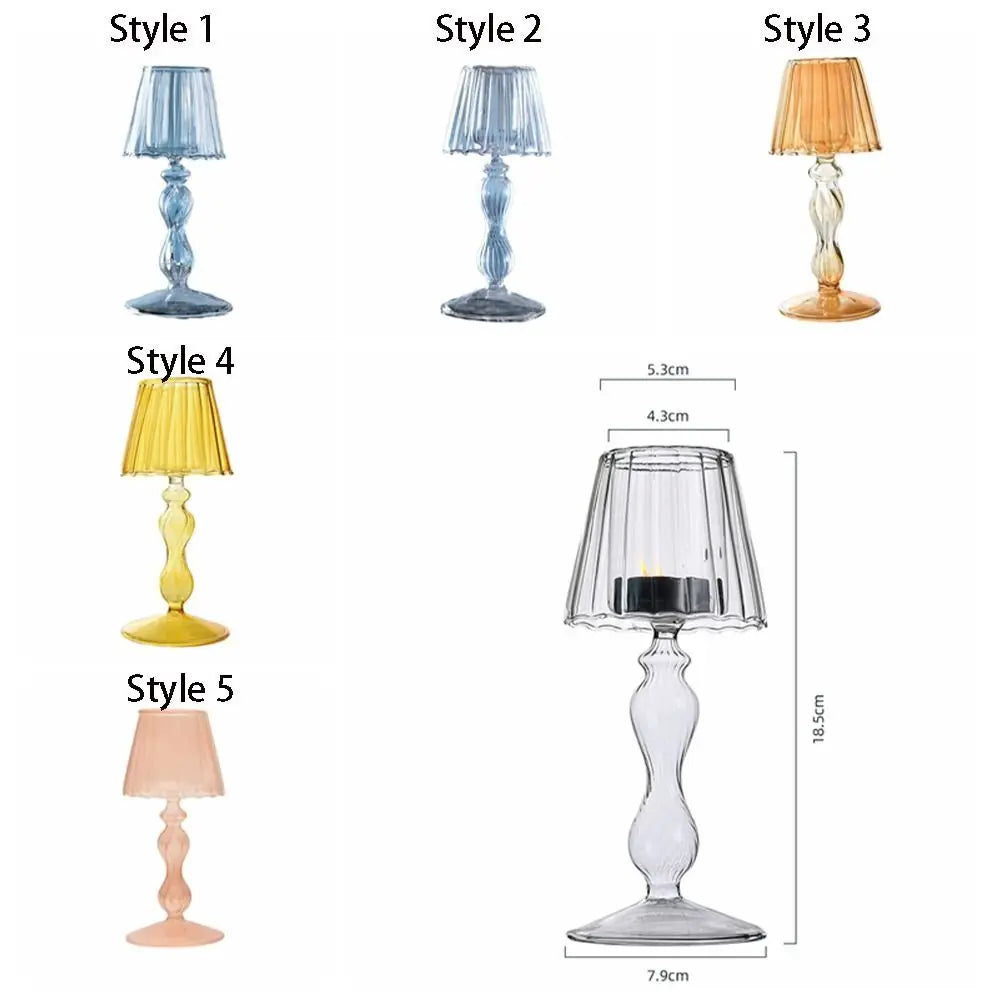 Glass High Footed Striped Candlestick Creative Delicate.