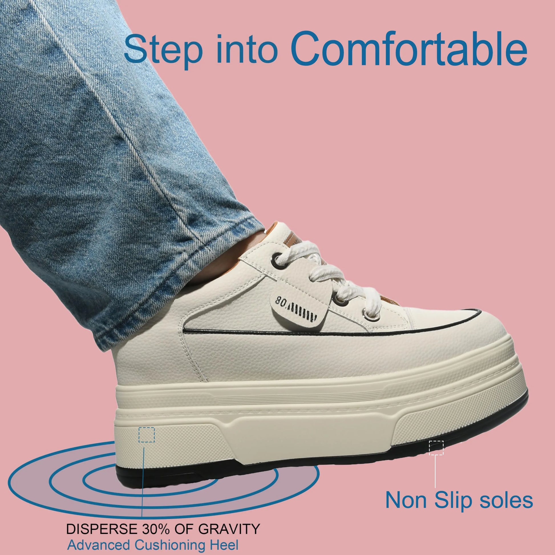 Zapatillas de plataforma Fujin para mujer de piel auténtica