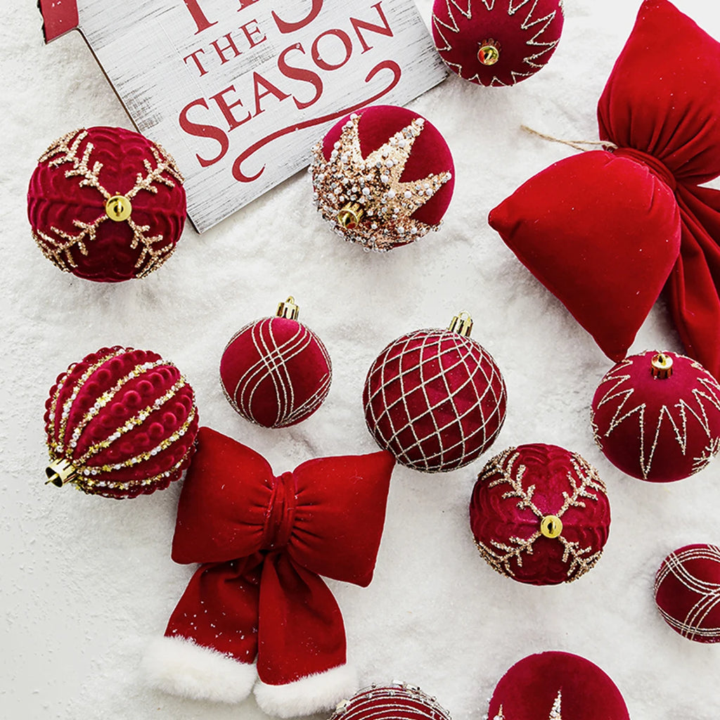 Christmas balls tree ornaments decorations painted balls red.