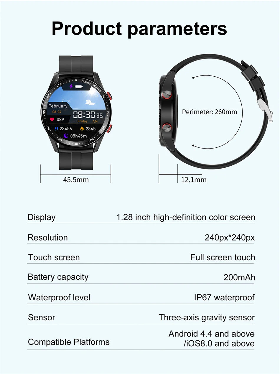 Smart Watch Men Laser Bluetooth Call Health Blood Pressure