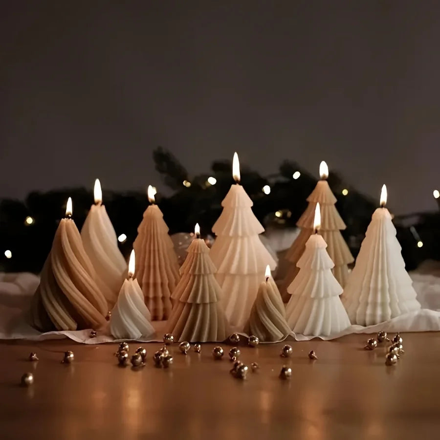 Molde de silicona para vela de árbol de Navidad con forma de árbol de Navidad.