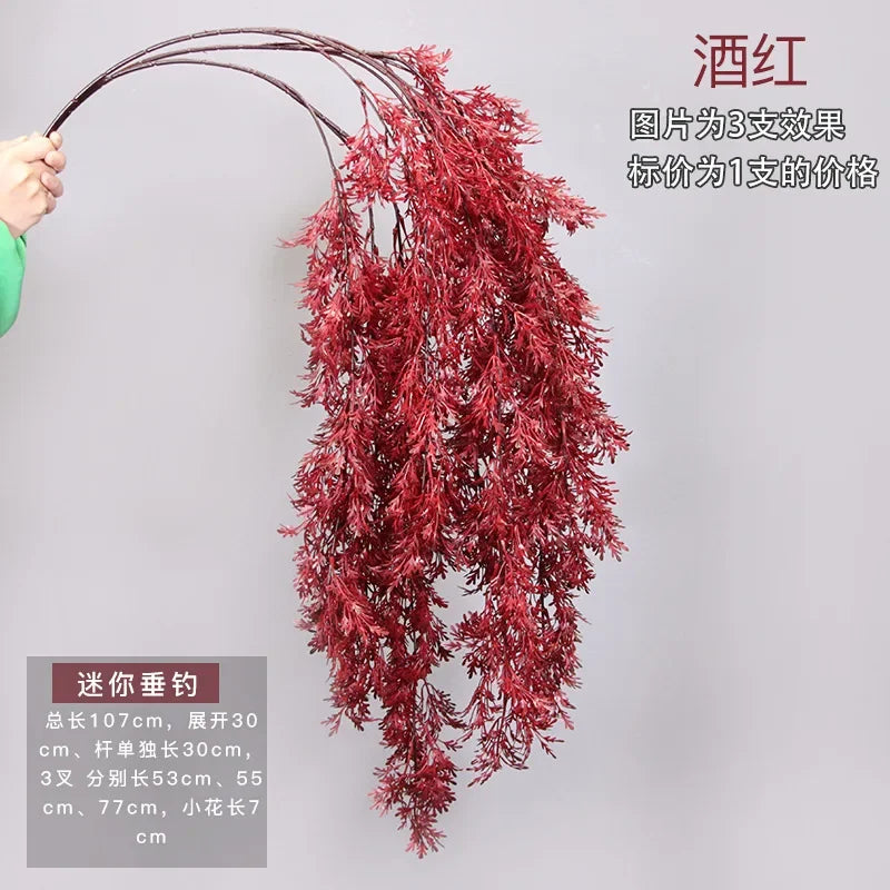 Fiore artificiale di pino, erba di brina, materiale per fiori da matrimonio, 105 cm